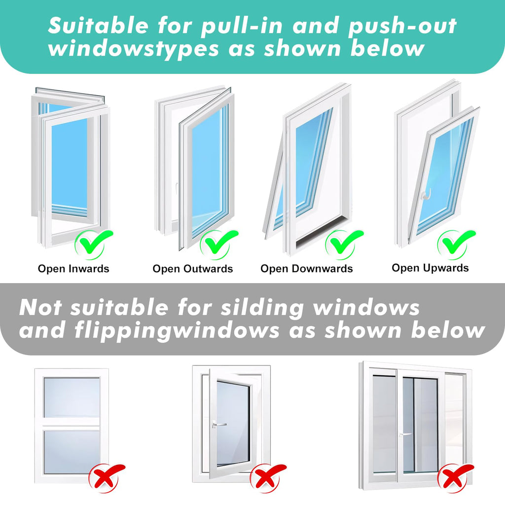 Fohil 400CM (157") Portable AC Window Seal Kit, Window Vent Seal Kit for Portable Air Conditioner Dryer, Waterproof Full Sealing A/C Vent Sealing Cloth for Push Out Windows