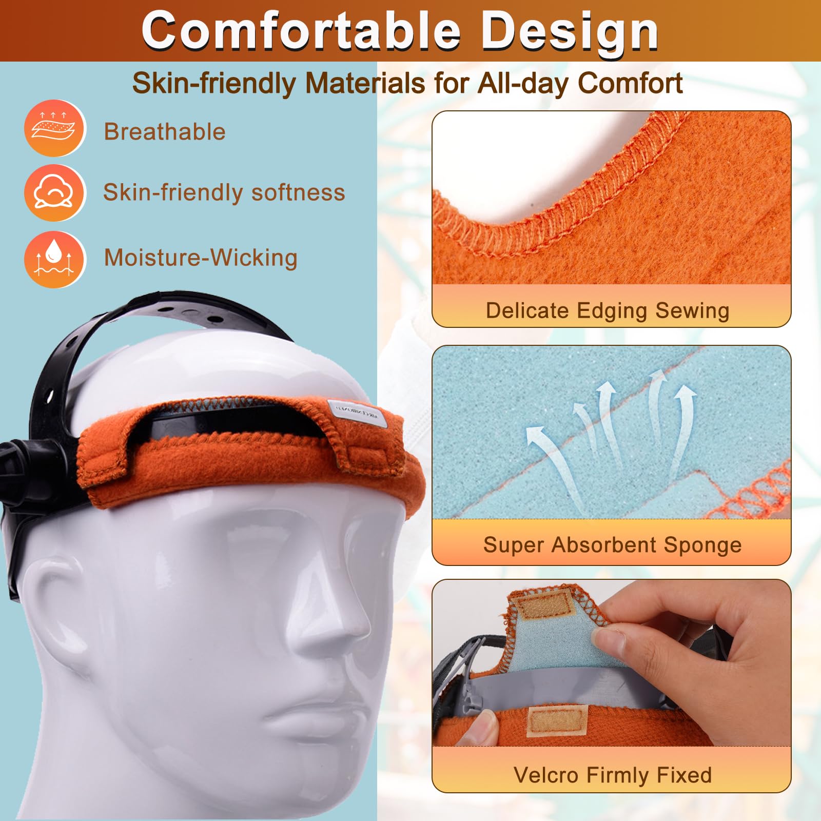 12Pcs Hard Hat Sweat Bands, Highly Absorbent Sweat Bands for Hardhats Washable, Reusable Cotton Hard Hats Liner for Softness and Comfort,Sponge Hard Hat Accessories Tools