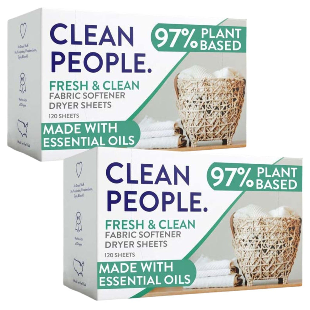 The Clean People Fabric Softener Sheets - Dryer Sheets - Softens & Removes Static Cling - Vegan Laundry Softener, Essential Oils - Fresh Scent 240 Pack