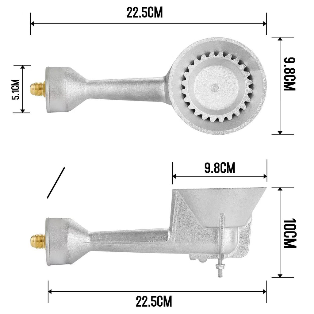 Roastove High Pressure Propane Cast-Iron Replacement Round Burner Head, Propane Burner Head with Brass Fitting Orifice