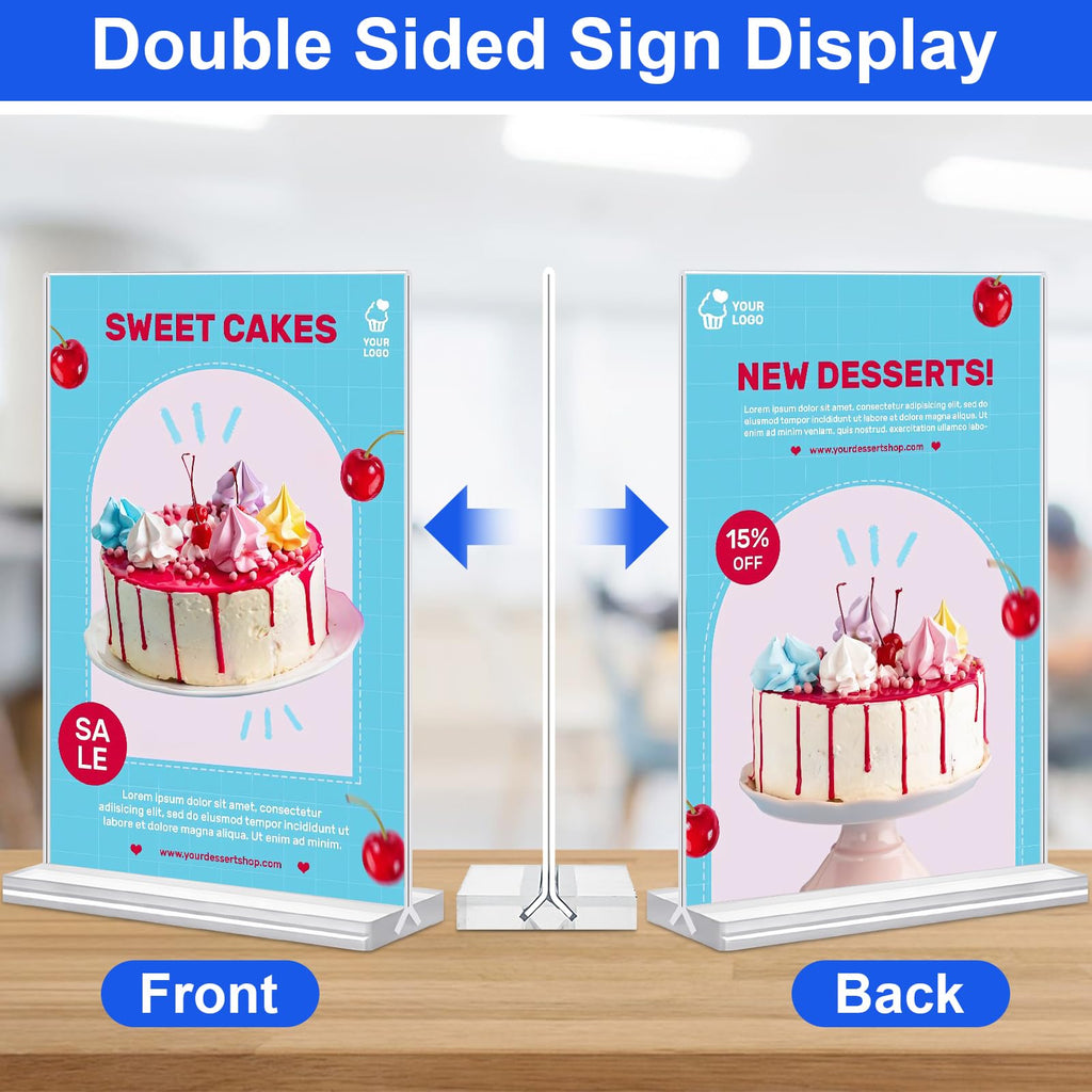 Acrylic Sign Holder 4x6 Inches 6 Pack, Double Sided Clear Display Stand Table Top Sign Paper Holder, Vertical Menu Flyer Holder, Plastic Sign Frame for Stores, Restaurants, Hotels, Office (Vertical 4x6 Inch 6 Pack)