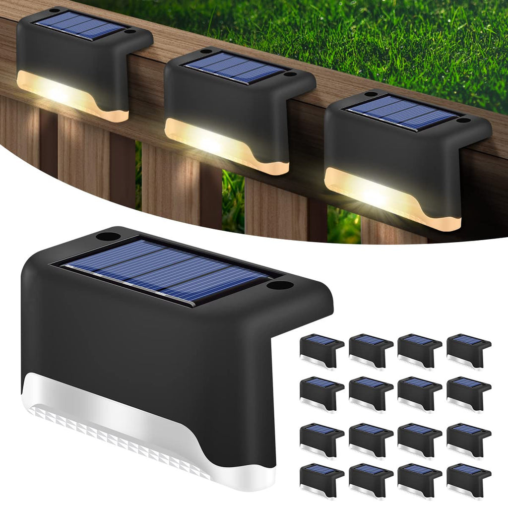 Solar Lights Outdoor Waterproof, 16 Pack Outdoor Solar Lights, Solar Deck Lights for Deck, Step, Stair, Yard, Fence, Patio and Pathway (Warm White)