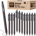Sikao Black Gel Pens Bulk, 60 Pack Retractable Black Gel Ink Pens, 0.7mm Fine Point Smooth Writing No-Smear Gel Pens for Office, School, Teachers, Students & Restaurant Servers, Front Desks