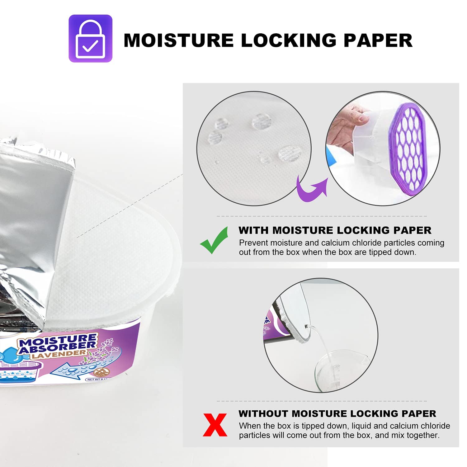 NATRUTH Moisture Absorbers 10.5OZ *6 Portable Closet Dehumidifier, Odor Eliminator Absorber Bucket, Humidity Absorber,for Closet,Bathrooms, Kitchen & Study, Boats,RVs and More (Lavender)