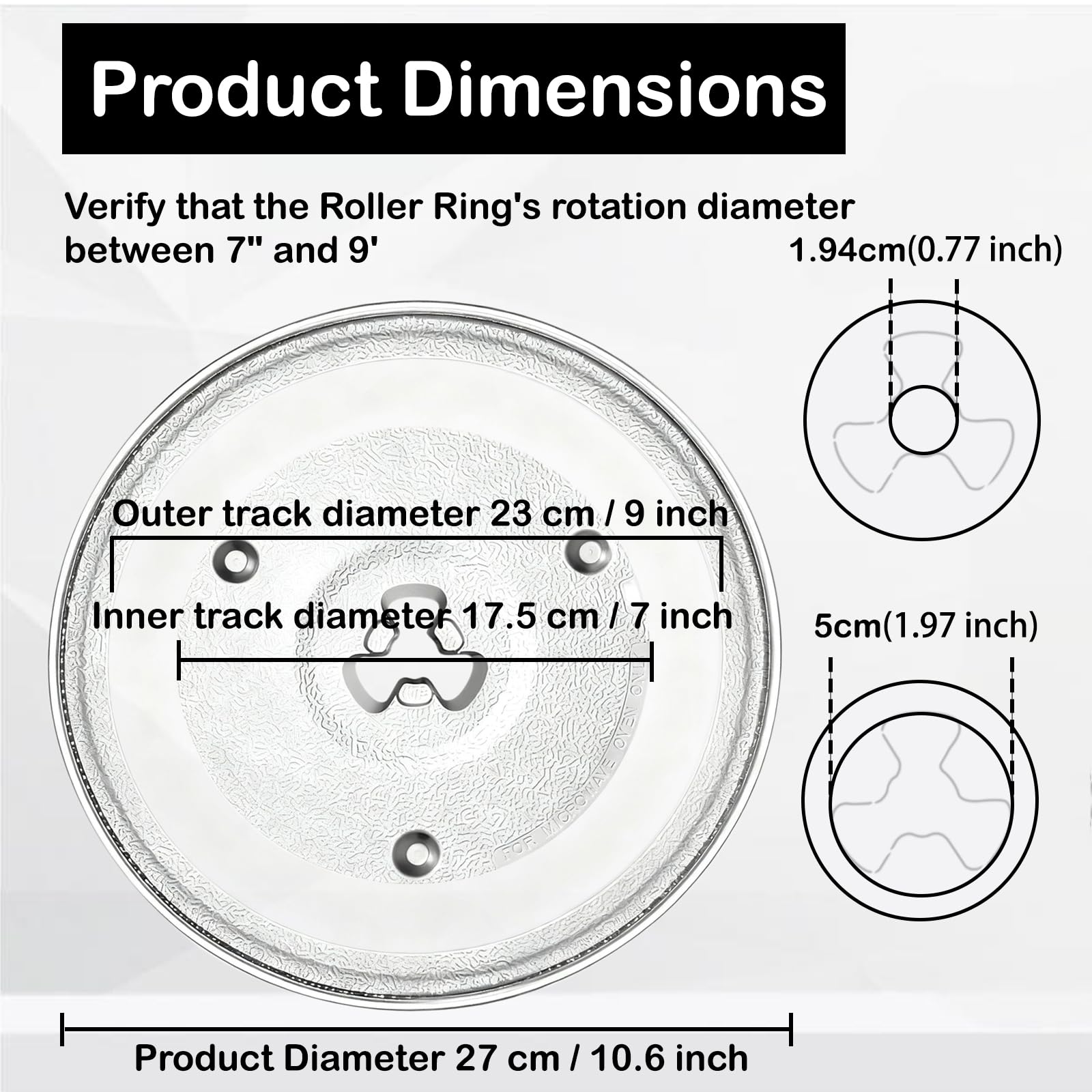Uhuida 10.6" Microwave Glass Plate, Microwave Plate Replacement, Clear Turntable with GE, Panasonic, LG, Magic Chef, Hotpoint, Kenmore