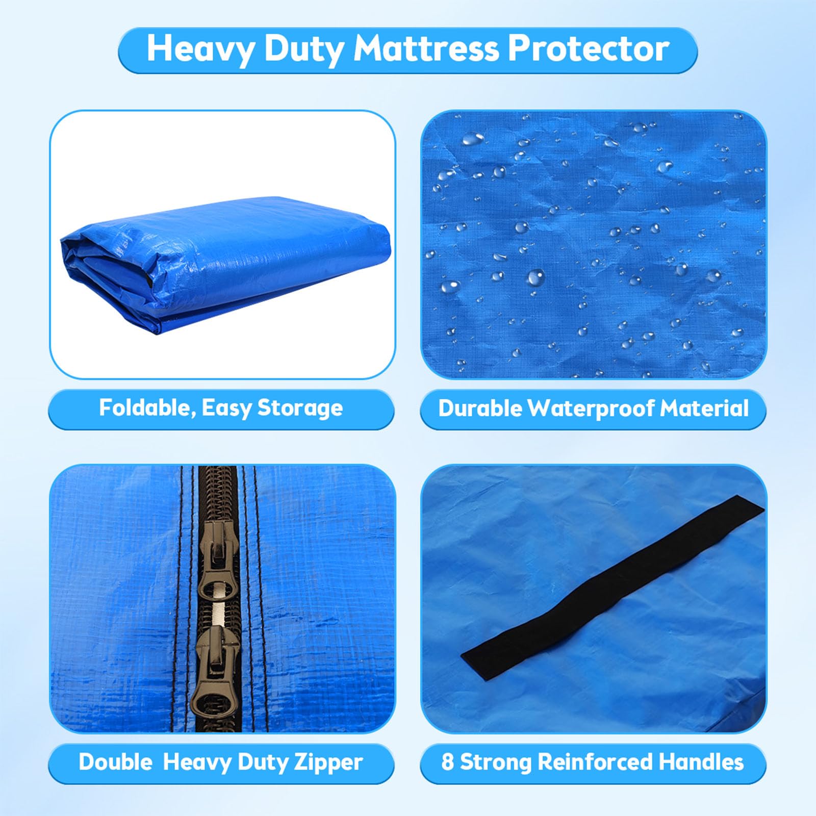 Mattress Bag for Moving,Extra Thick Mattress Cover Queen Mattress Storage Bag with 8 Strong Handles & Zipper,Heavy Duty Mattress Moving Bag,Waterproof Mattress Protector,Moving Supplies(Queen Size)
