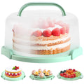 Ohuhu Cake Carrier with Lid and Handle,10 inch BPA-Free Plastic Cake Container for Storage & Transport - Leak-Proof Base, 2 Handles, Ideal Christmas Gift for Bakers, Mom, Party Hosts