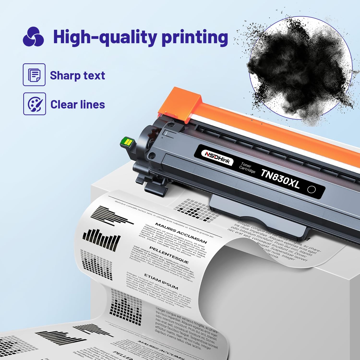 NSDHInk TN830XL Toner Cartridges High Yield with Chip Replacement for Brotner TN830XL TN830 XL Black for Brotner DCP-L2640DW HL-L2460DW MFC-L2820DW HL-L2400D HL-L2405W HL-L2865DW Toner (2 Pack)