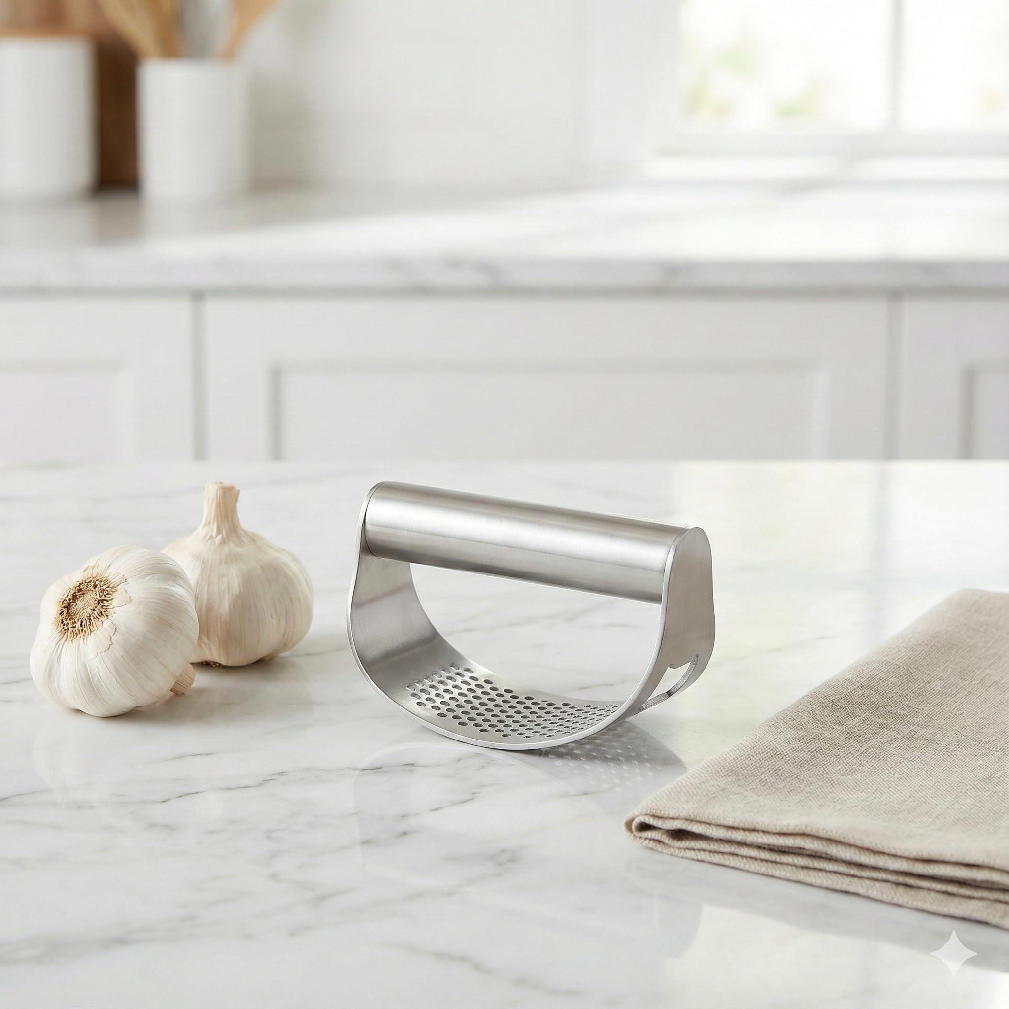 Stainless Steel Garlic Press - Plastic Free