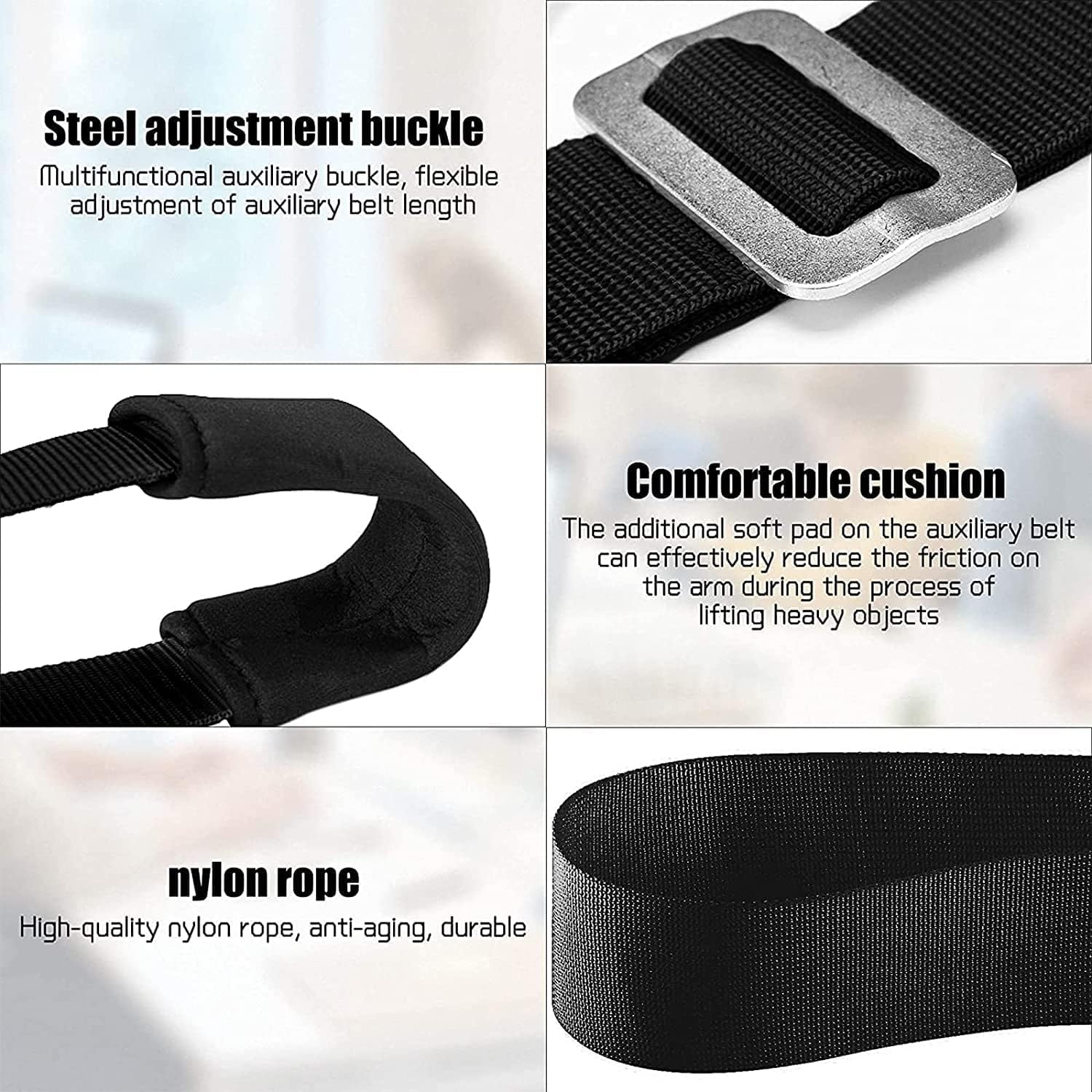 MAXBROTHERS Moving Straps, Lifting Strap for 2 Movers, Shoulder Lifting and Moving System for Appliances, Furniture, Mattresses or Heavy Objects up to 440lbs, Black