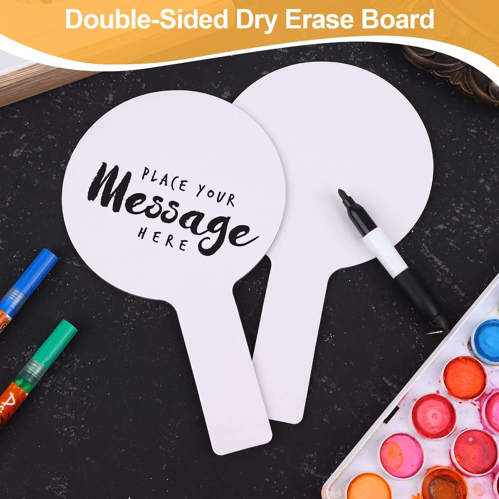20 Pcs Dry Erase Answer Paddles, Handheld Double Sided Paddles Mini White Boards Small White Board Dry Erase Signs Auction Paddles for Classroom Teaching Office Meeting Voting Bridal Shower Games