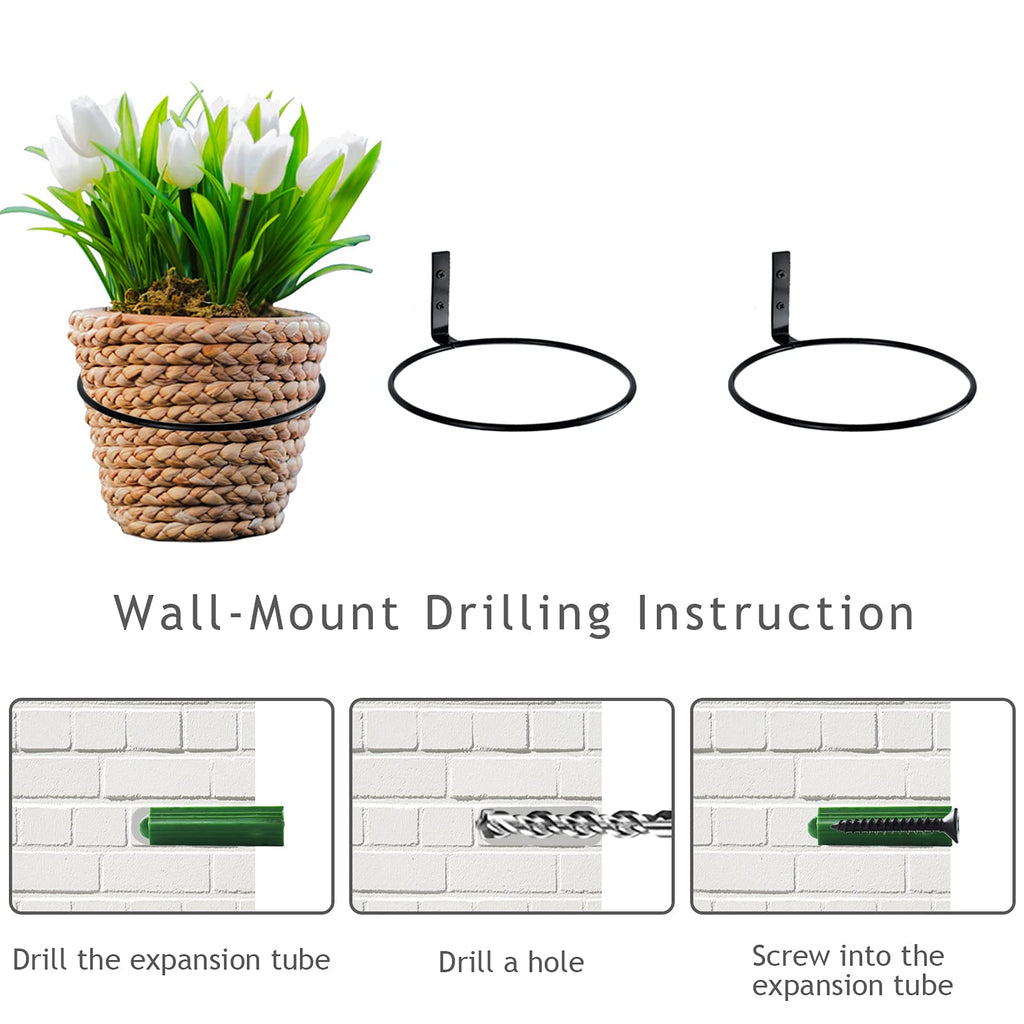 6 inch Hanging Plant Stand Heavy Duty Metal 4 Pack Flower Plant Pot Support Holder Ring Fit for Outdoor/Indoor Home Decoration