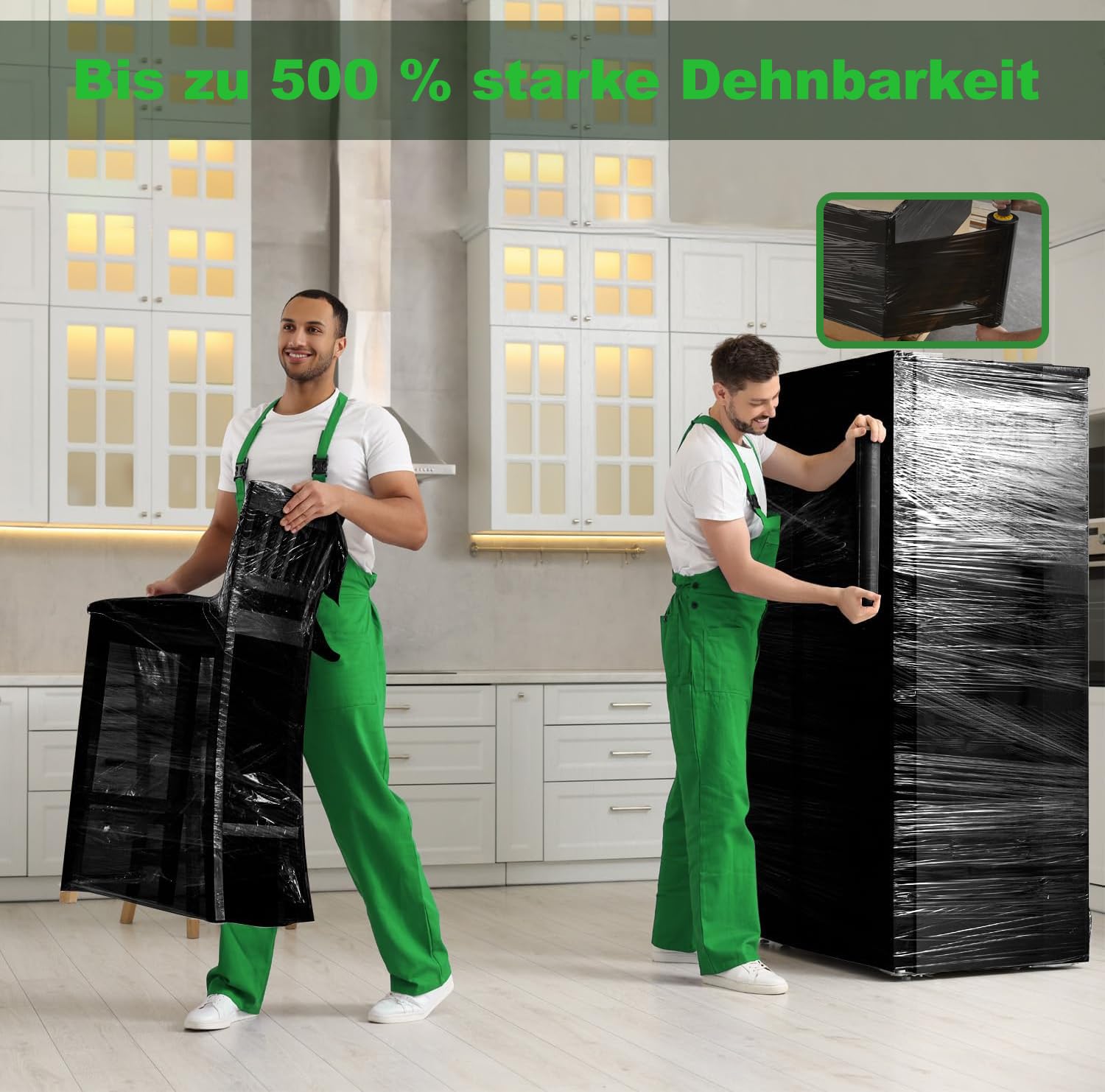 2 Rolls Black Stretch Wrap 15"x1000 Feet Stretch Film Shrink Wrap Packing Moving Suppliers for Shipping Moving Suppliers Packing Pallet Wrapping Surface Protection 60 Gauge