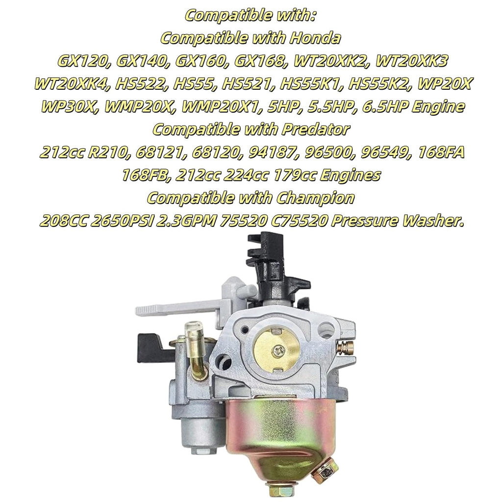 GX160 212cc Carburetor Tune Up Kit Compatible with Predator 212 cc 60363 69727 Engines, Honda GX120 GX140 GX-160 GX168 GX200 GX-200 5HP 5.5HP 6.5HP Engines Parts