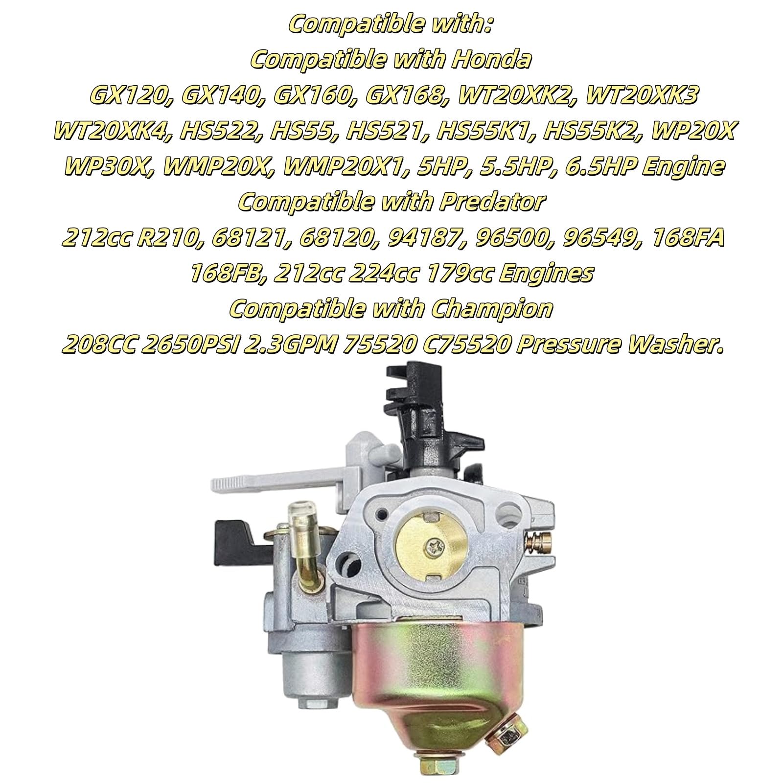 GX160 212cc Carburetor Tune Up Kit Compatible with Predator 212 cc 60363 69727 Engines, Honda GX120 GX140 GX-160 GX168 GX200 GX-200 5HP 5.5HP 6.5HP Engines Parts
