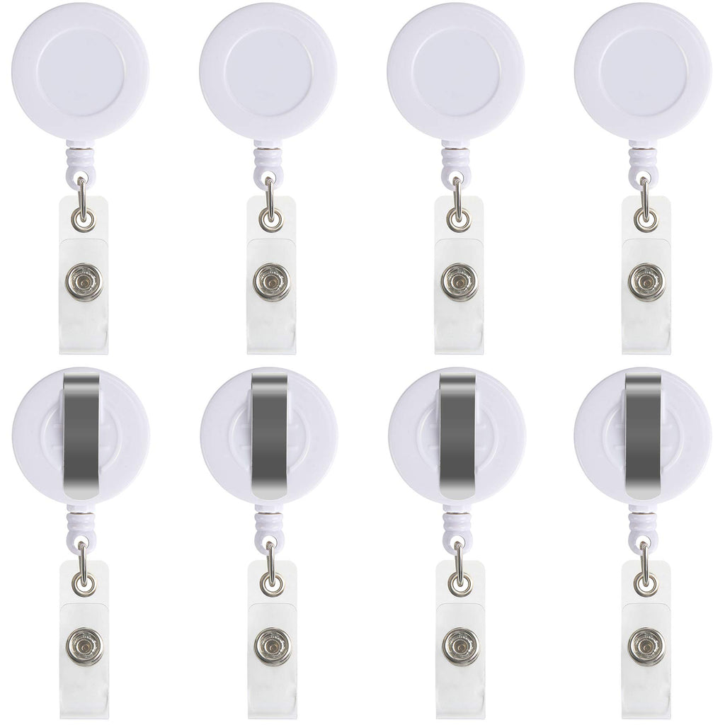 JANYUN 50 Pcs Retractable Badge Reel Clips Holder for Hanging ID Card Key Chain (White)