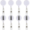 JANYUN 50 Pcs Retractable Badge Reel Clips Holder for Hanging ID Card Key Chain (White)