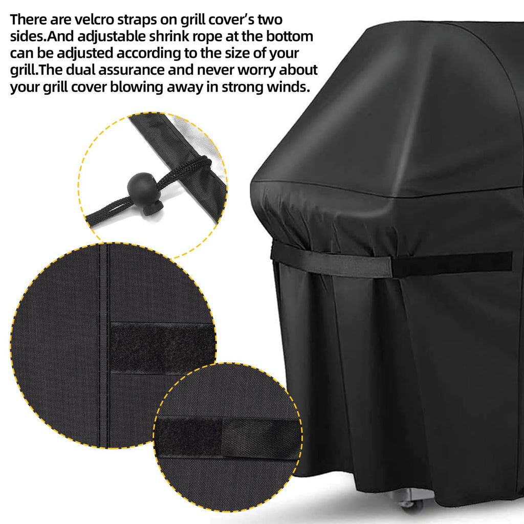 58 inch BBQ Cover, Waterproof Gas Grill Cover for Weber, Brinkmann, Char Broil, Holland & Jenn Air, Black(UV & Dust & Water Resistant, Weather Resistant, Rip Resistant) (58 inch light)