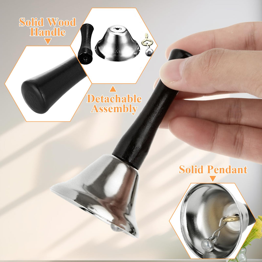 CYEAH Hand Bell, 12PCS Silver Steel Service Bell Call Bell Dinner Bell for Wedding, Service, Game, Alarm, Jingles (Silver)