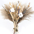 Natural Dried Flower Bouquet - Pampas Grass, Cotton Stems, Bunny Tails, Eucalyptus, Lavender & Wheat - Rustic Boho Decor for Home, Fall Decorations for Home, Wedding, or Gift