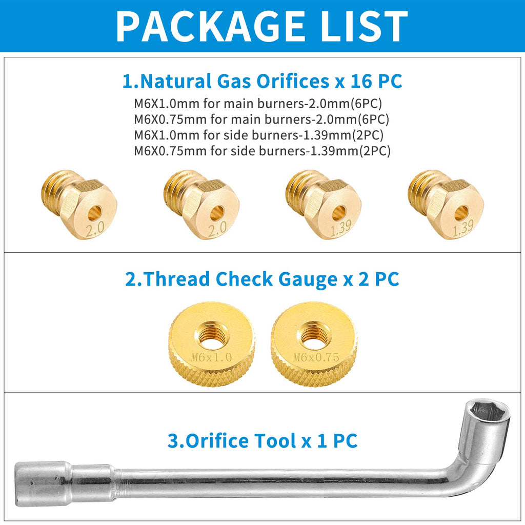 Natural Gas Orifices Nozzle Conversion Kit, Propane to Natural Gas Conversion Kit, Compatible with Blackstone 28" & 36" Griddles, Rangetop Combo, Tailgater
