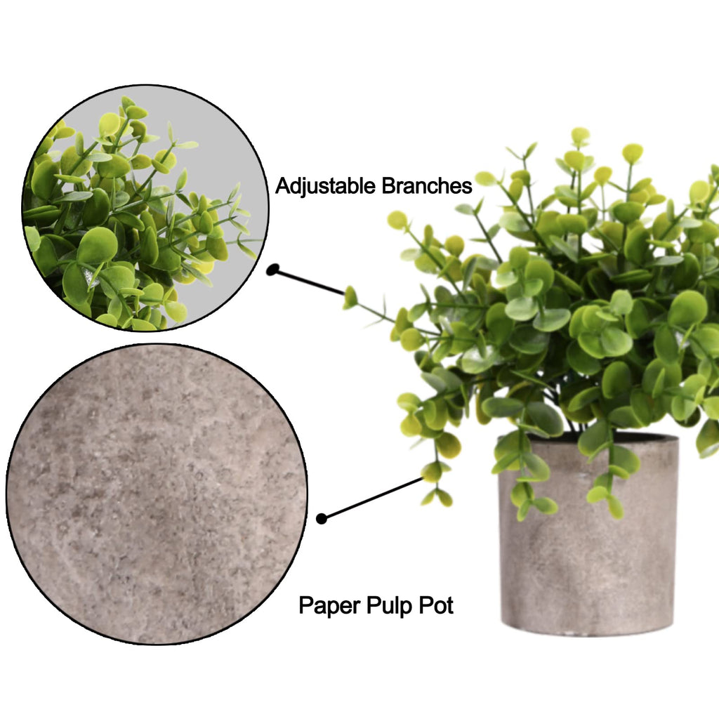 Decorative Artificial Plants in Pots Set of 3-Mini Potted Fake Plants in Pots,Plastic Eucalyptus Plants,Bamboo,Turtle Potted Faux Plants Indoor for Office Desk Coffee Table Wall Bedroom Decoration
