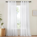 NICETOWN White Sheer Curtains 96 inches Long Privacy for Living Room, Home Decoration Grommet Top Semi Sheer Long Window Curtain 2 Panels Breathable Elegant for Bedroom (2 Pcs, 54 W x 96 L, White)