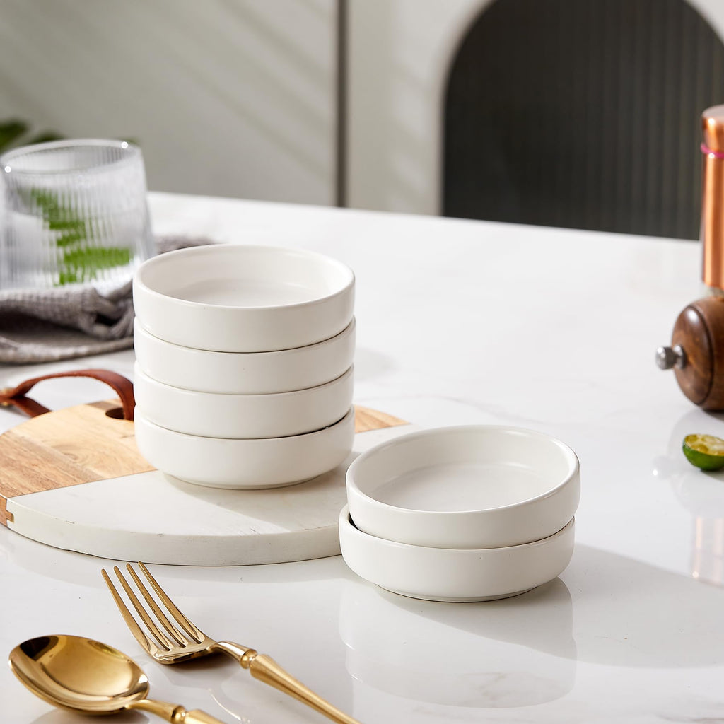 Swuut Ceramic Soy Sauce Dish,3.5 Inch Dipping Bowls Side Dishes Set of 6, Small Appetizer Pinch Dip Bowls for Condiments, Sushi,Kitchen Ketchup, BBQ (White)