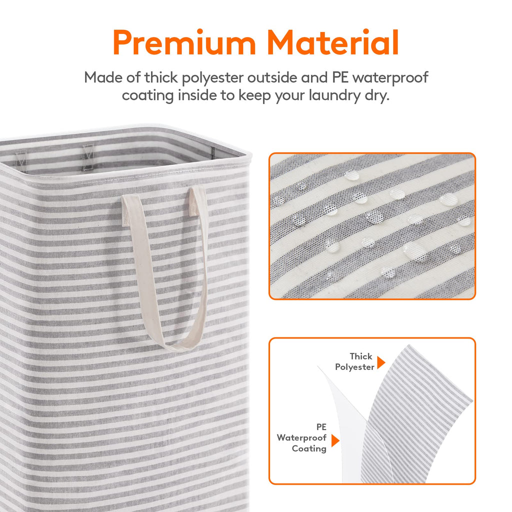 Lifewit 3-Pack 80L Freestanding Laundry Hamper, Large Collapsible Laundry Baskets with Easy Carry Extended Handles, Waterproof Clothes Hamper in Bedroom, Bathroom, Laundry Room, College Dorm, Grey