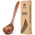 PETHOMKIT Wooden Soup Spoon, Teak Soup Ladle, 10.6" Long Handle, 1 Piece, BPA Free, Brown, Kitchen Ladle