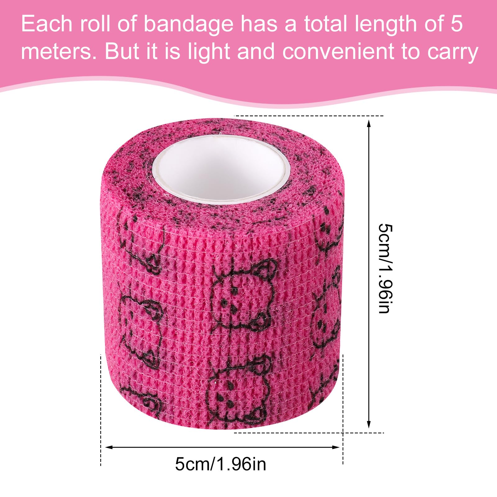 FANKUTOYS 12 Rolls Pet Self Adhesive Bandage, Pet Vet Wrap Tape Elastic Bandages 2" x 5 yd Non-Woven Cohesive Gauze Rolls for Dog Cat Animals Sport Wrist Healing Ankle Sprain & Swelling