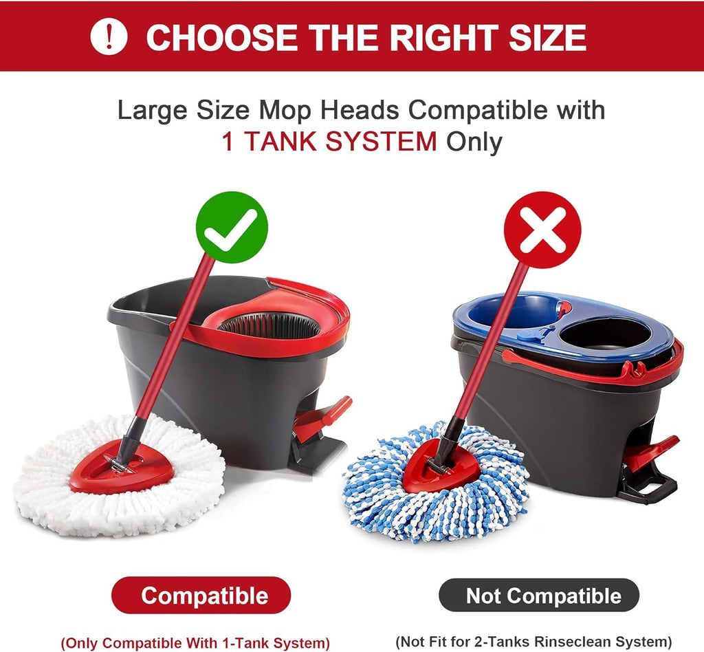 6 Pack Spin Mop Replacement Head with 1 Rotating Mop Base, EasyWring Mop Refills Compatible with Vileda Mop Replace Head, 100% Microfiber Mop Refill, Deep Cleaning Machine Washable and Easy to Replace
