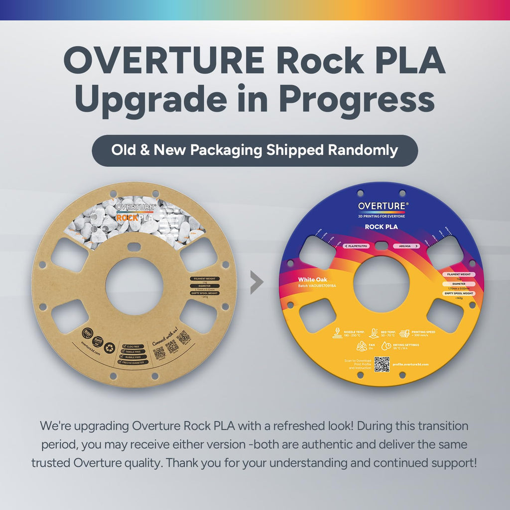 OVERTURE Rock PLA Filament 1.75mm, Marble PLA 3D Printer Filament 1kg Spool (2.2lbs), Dimensional Accuracy +/- 0.02 mm, Fit Most FDM Printer (Barrier Reef)