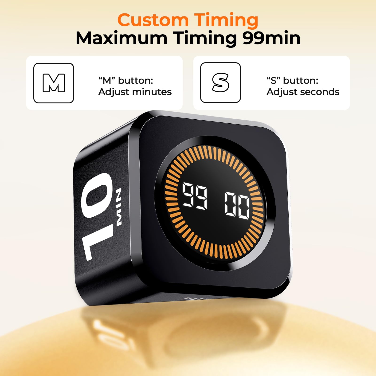 EooCoo Visual Pomodoro Timer, Office Accessories Gravity Productivity Timer, ADHD Tool, 4 Preset Time (5/10/25/50 min), Rechargeable with Visual Display & Countdown/Up Ring, Kitchen Desk Task Manager