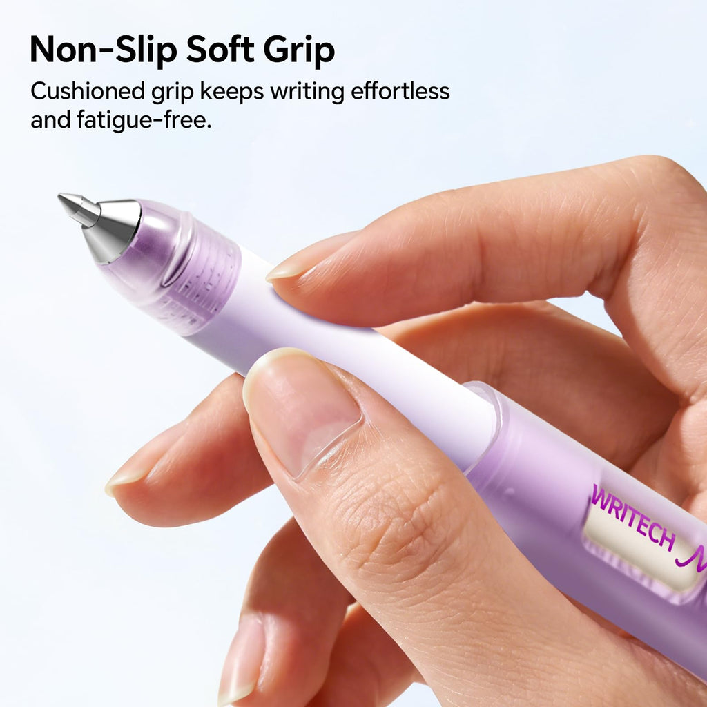 WRITECH Morph Extendable Gel Pen: 0.7mm Medium Point Black Ink Pocket-to-Full-Size Design Translucent Soft Grip Barrel Includes 2 Pens and 2 Refills Dual-Length Pocket Pen 4.6" to 6.1"