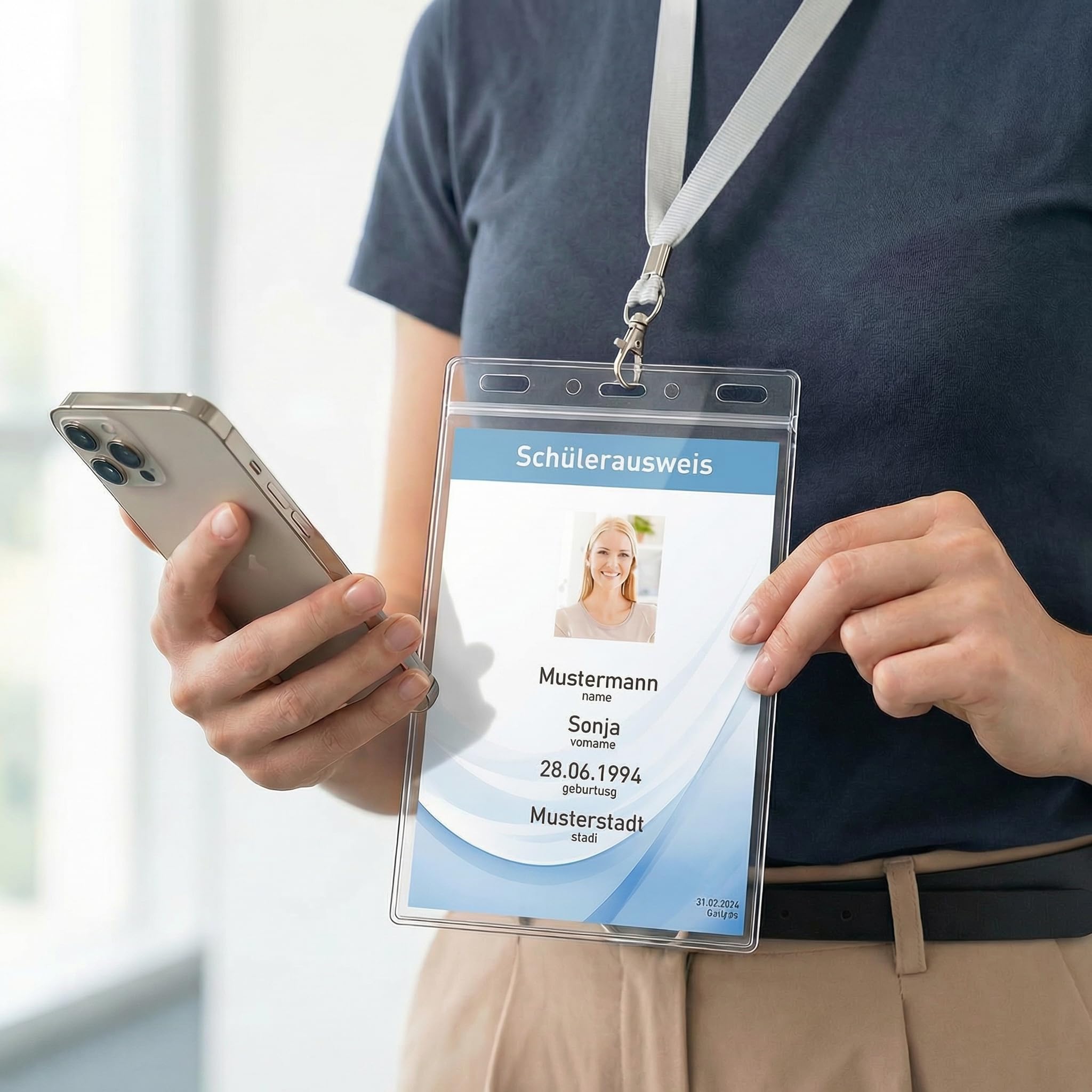 Mositear Vertical ID Badge Holders with Soft Edge (Sealable Fits 4x6 Inch Insert) (50 Pack), Waterproof ID Card Holder, Name Tag Holder, name badge holders, Zipper Plastic Badge Holder