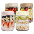 Overnight Oats Containers with Lids, 16oz Glass Jars with Lids 4 pcs, Wide Mouth Mason jars for Salad, Yogurt, Snacks, Meal Prep