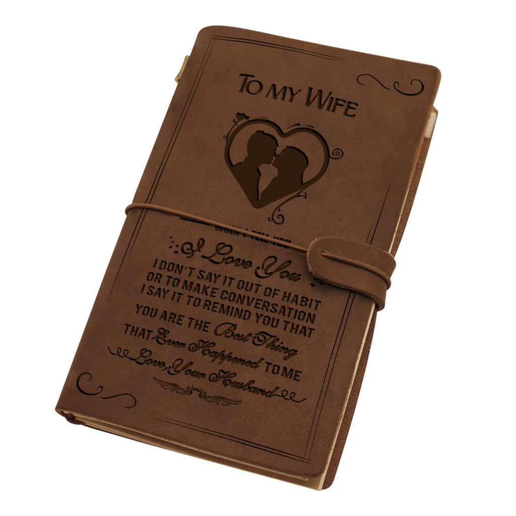 Personalized Leather Notebook Mother‘s DayTo My Wife Gift - Hand-Crafted Genuine Leather Journal for Writing, Poets, Travelers, as a Diary or Life Planner - Birthday Christmas Gifts For Wife