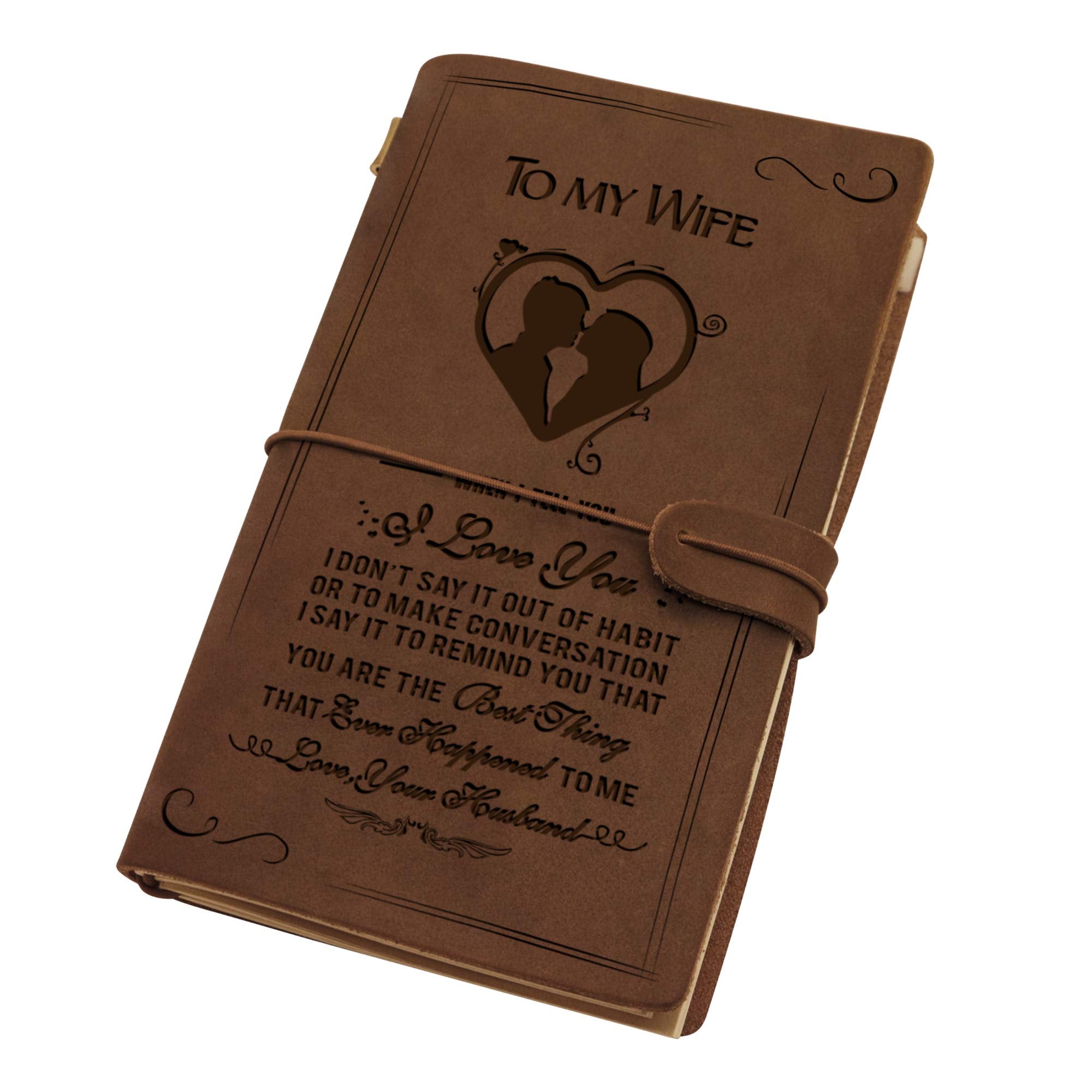 Personalized Leather Notebook Mother‘s DayTo My Wife Gift - Hand-Crafted Genuine Leather Journal for Writing, Poets, Travelers, as a Diary or Life Planner - Birthday Christmas Gifts For Wife