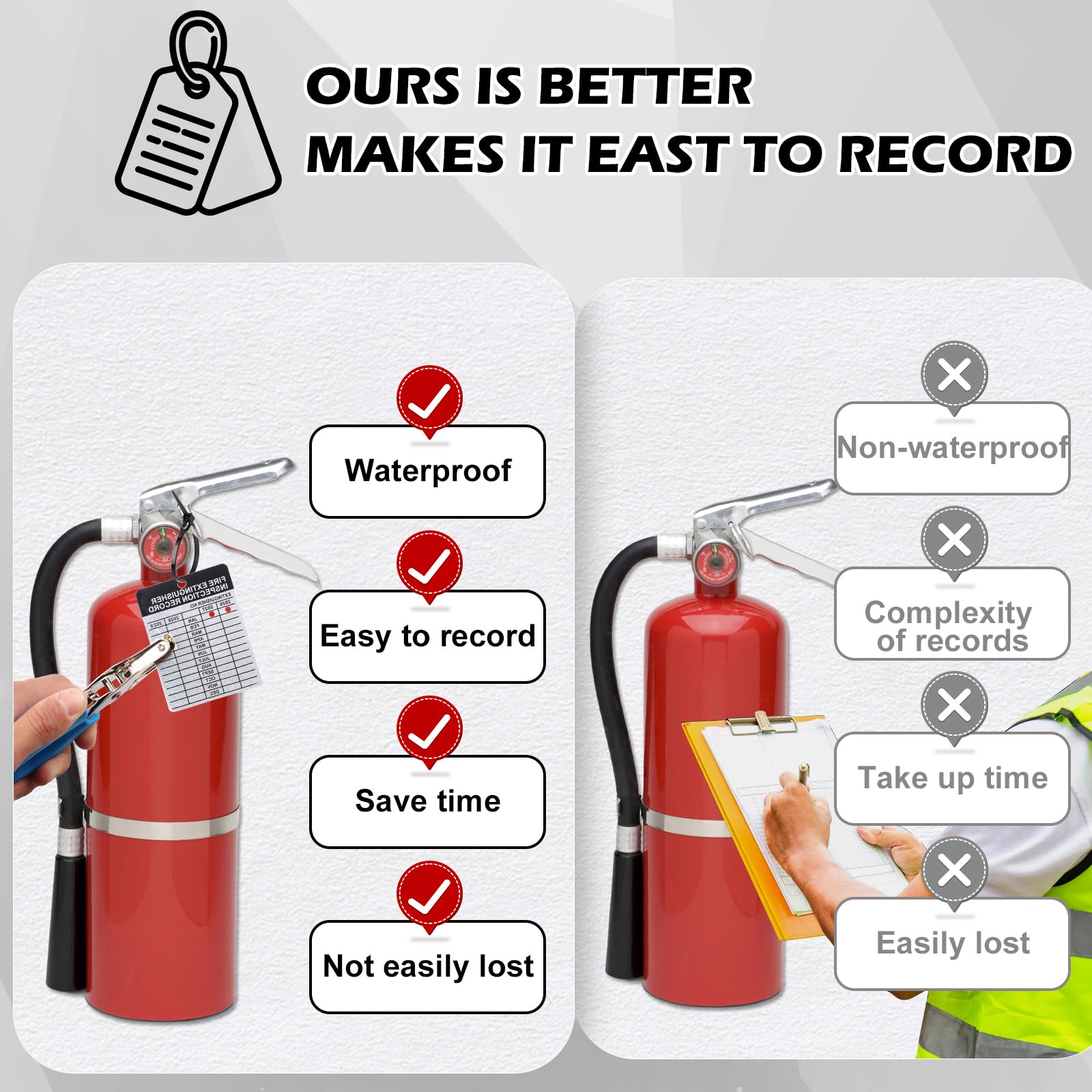 50 Sets Metal Inspection Tags Safety Inspection Tags Fire Extinguisher Inspection Sticker 2.2X3inch Fire Extinguisher Inspection Record Tag 2026-2029 with Handheld Hole Puncher for Indoor Outdoor (50)
