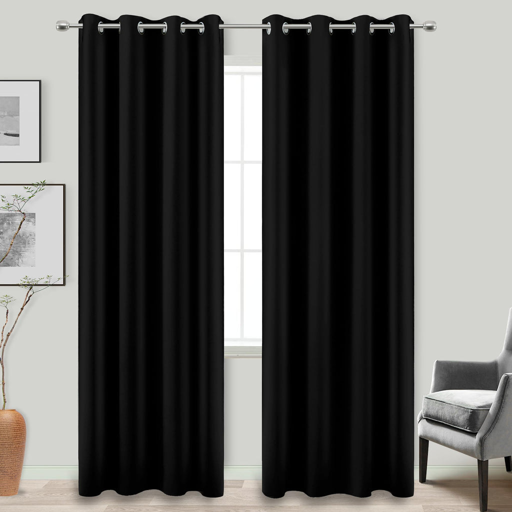 Blackout Curtains 84 Inch Long for Bedroom 2 Panels, Rideaux Opaques 2 Panneaux, Black Out Room Darkening Thermal Insulated Curtain Drapes for Living Room, Rideau Opaque Salon