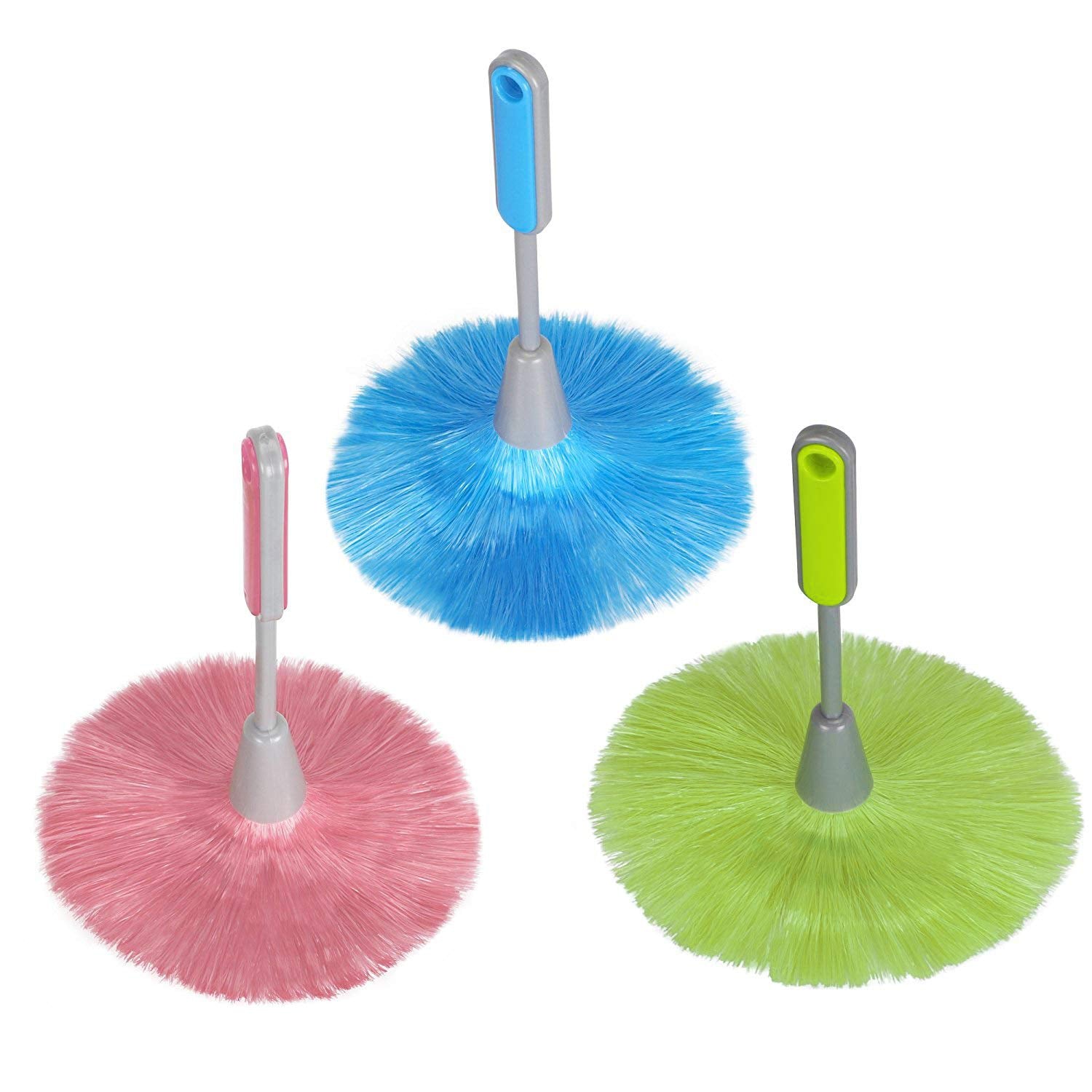 PrettyDate 3 pack Fluffy Microfiber Delicate Kitchen Duster Laptop Keyboard Brush Computer Screen Cleaner Tool Mini Dusting Wand (Blue, Green, Red)