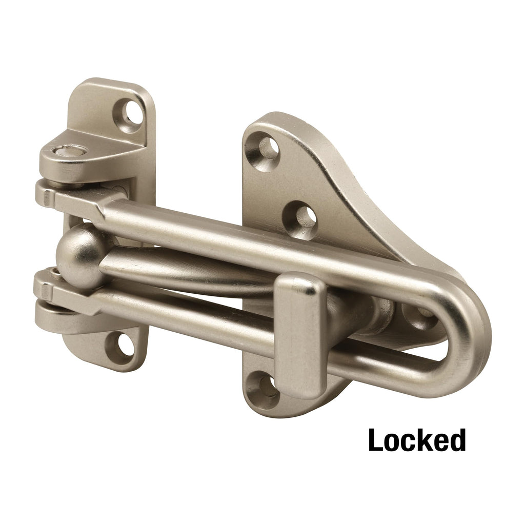 Prime-Line U 11316 Swing Bar Door Guard with High Security Auxiliary Lock, Satin Nickel Finish (Single Pack)
