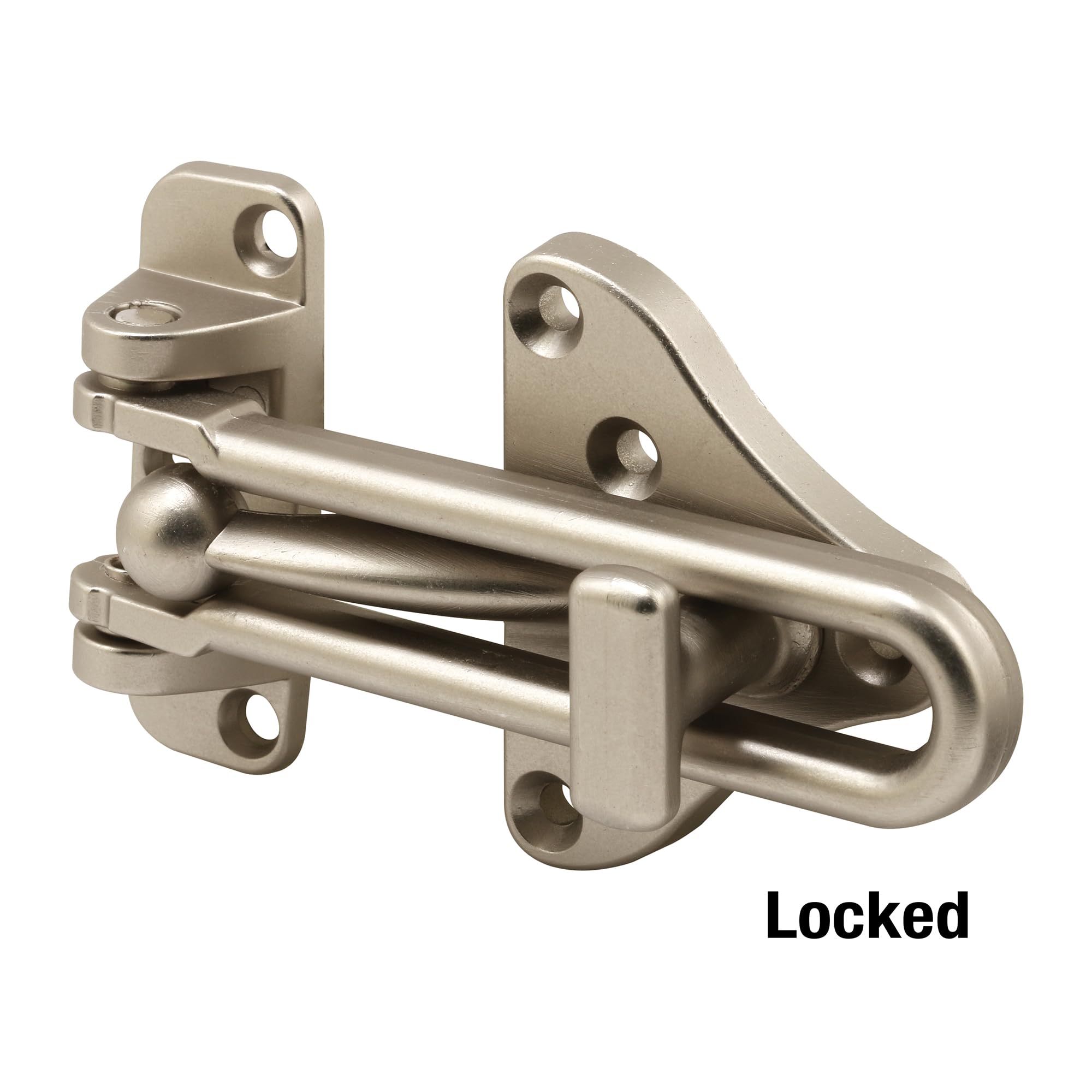 Prime-Line U 11316 Swing Bar Door Guard with High Security Auxiliary Lock, Satin Nickel Finish (Single Pack)