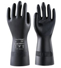 AnTools 2 Pairs Heavy-Duty Chemical Resistant Rubber Gloves, Protective Industrial Gloves for Cleaning, Dishwashing, Resist Acid, Alkali, Hazmat, Black, Large