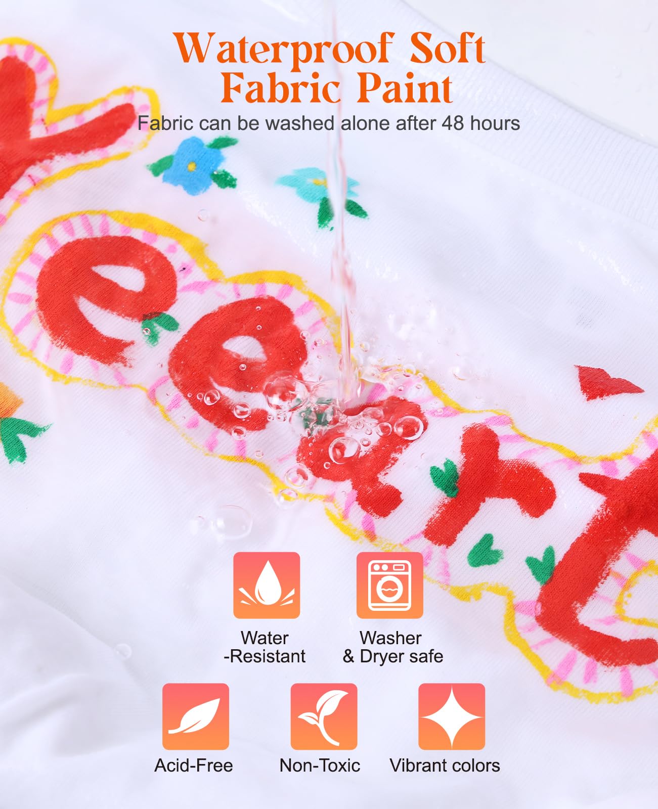 Fabric Paint, Yeeart 20 Colors Permanent Soft Fabric Paint Set for Clothes in Bottles (60ml/2oz) with 10 Brushes, Palette, Non-Toxic Textile Paint Art Supplies for Clothes, Canvas, T-Shirts, Jeans