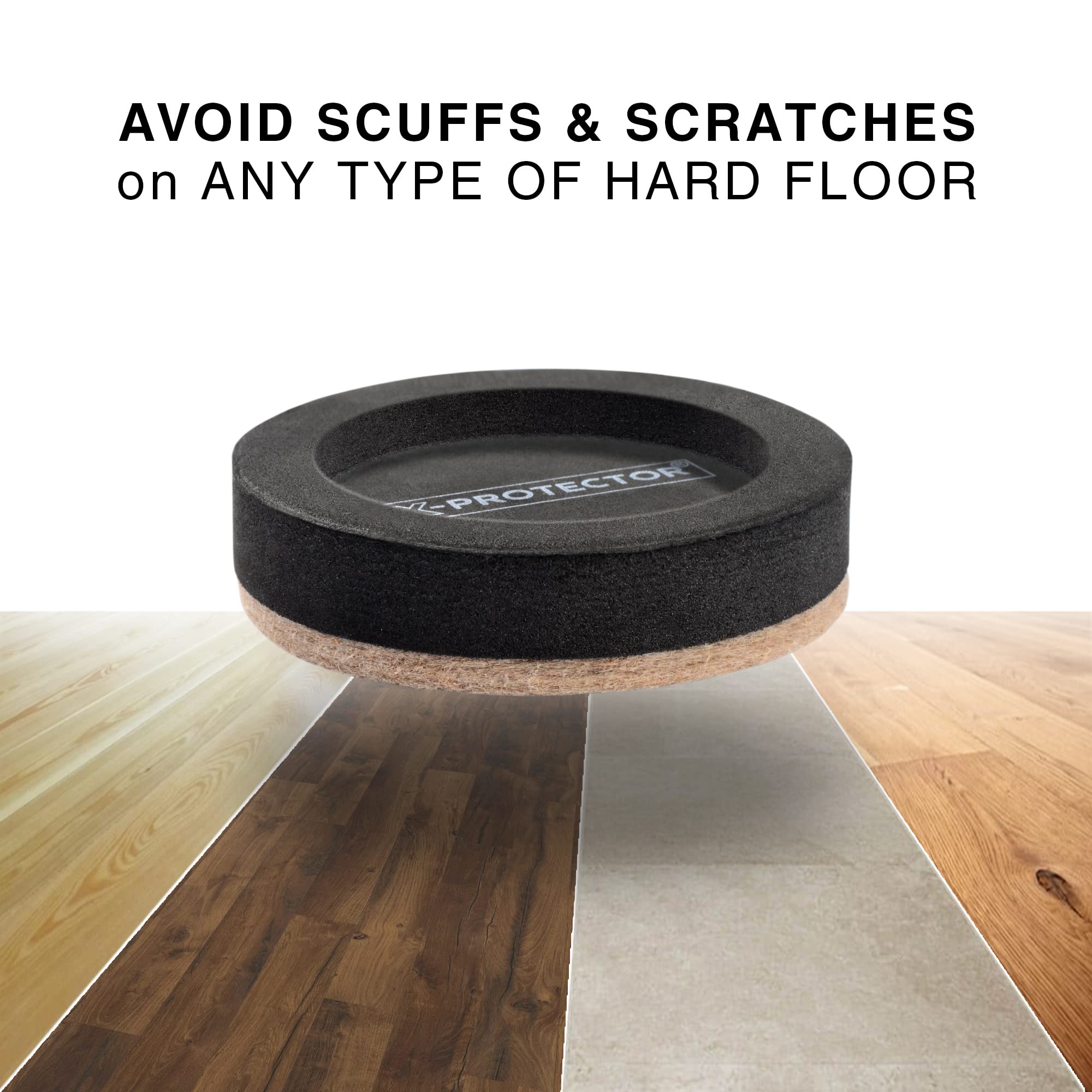Felt Furniture Sliders for Hardwood Floors X-PROTECTOR 16 PCS 3 ½” - Furniture Slider with Unique Design - Heavy-Duty Furniture Movers for Hard Surfaces - Felt Sliders - Move Your Furniture Easily!