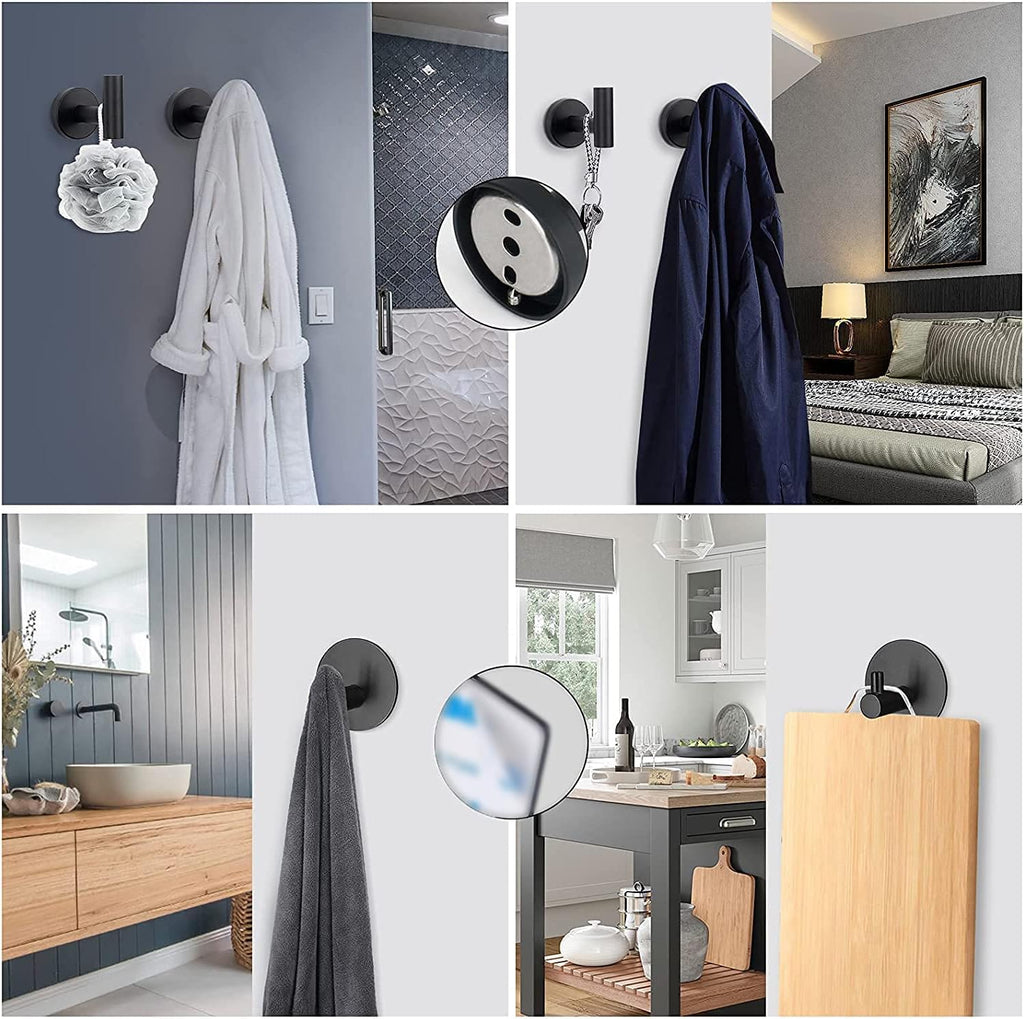 5 Piece Bathroom Hardware Set Matte Black Bathroom Accessories SUS304 Stainless Steel Include 16" Towel Rod, Toilet Paper Holder, Multifunctional Hooks