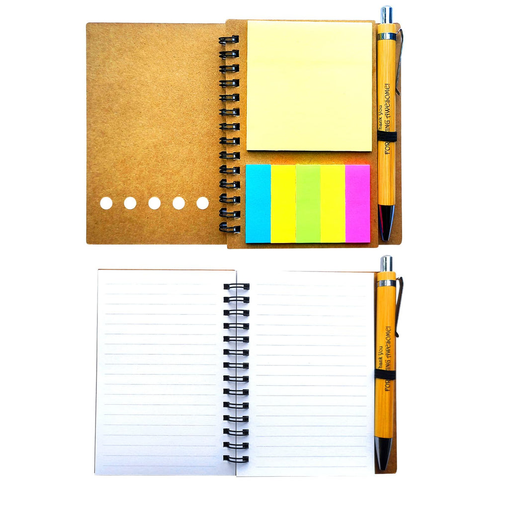 12 Sets Employee Appreciation Inspirational Spiral Notebook Journal with Sticky Note Notepad Motivational Bamboo Ballpoint Pen Bulk for Nurse Teacher Student Coworker Thank You Present