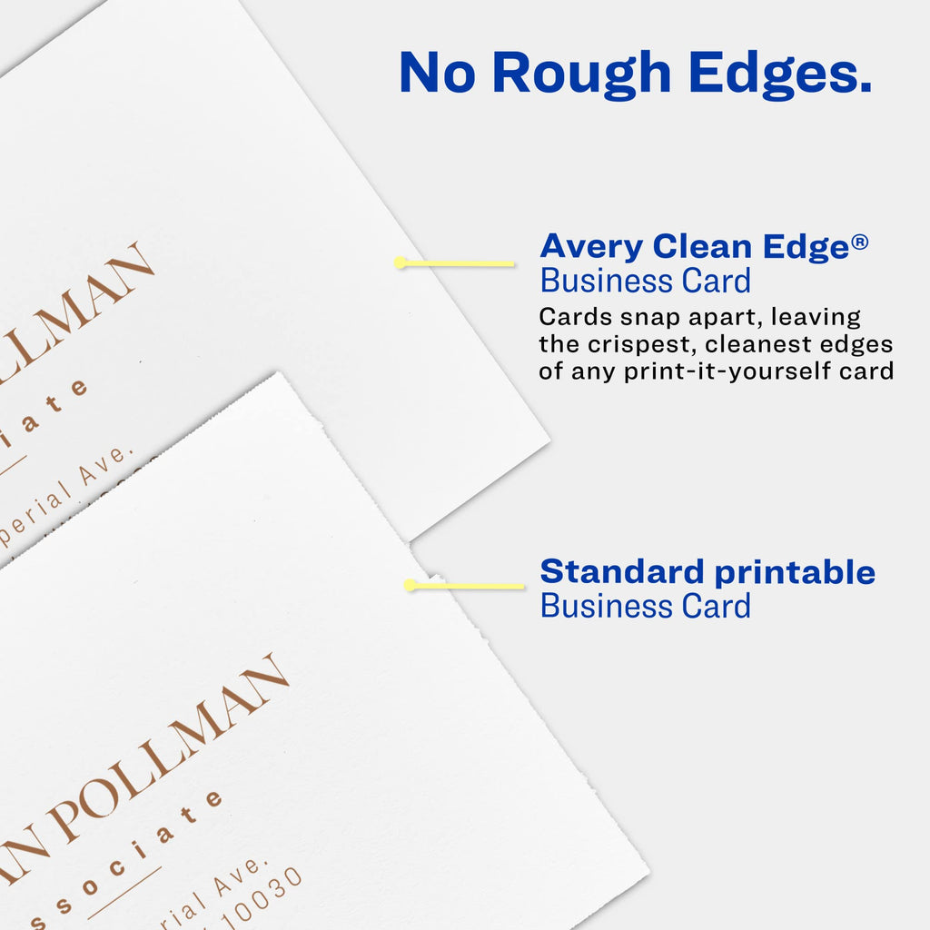 Avery Ink Jet Two-Side Printable Clean Edge Business Cards, White, Glossy, Pack of 200 (8859)